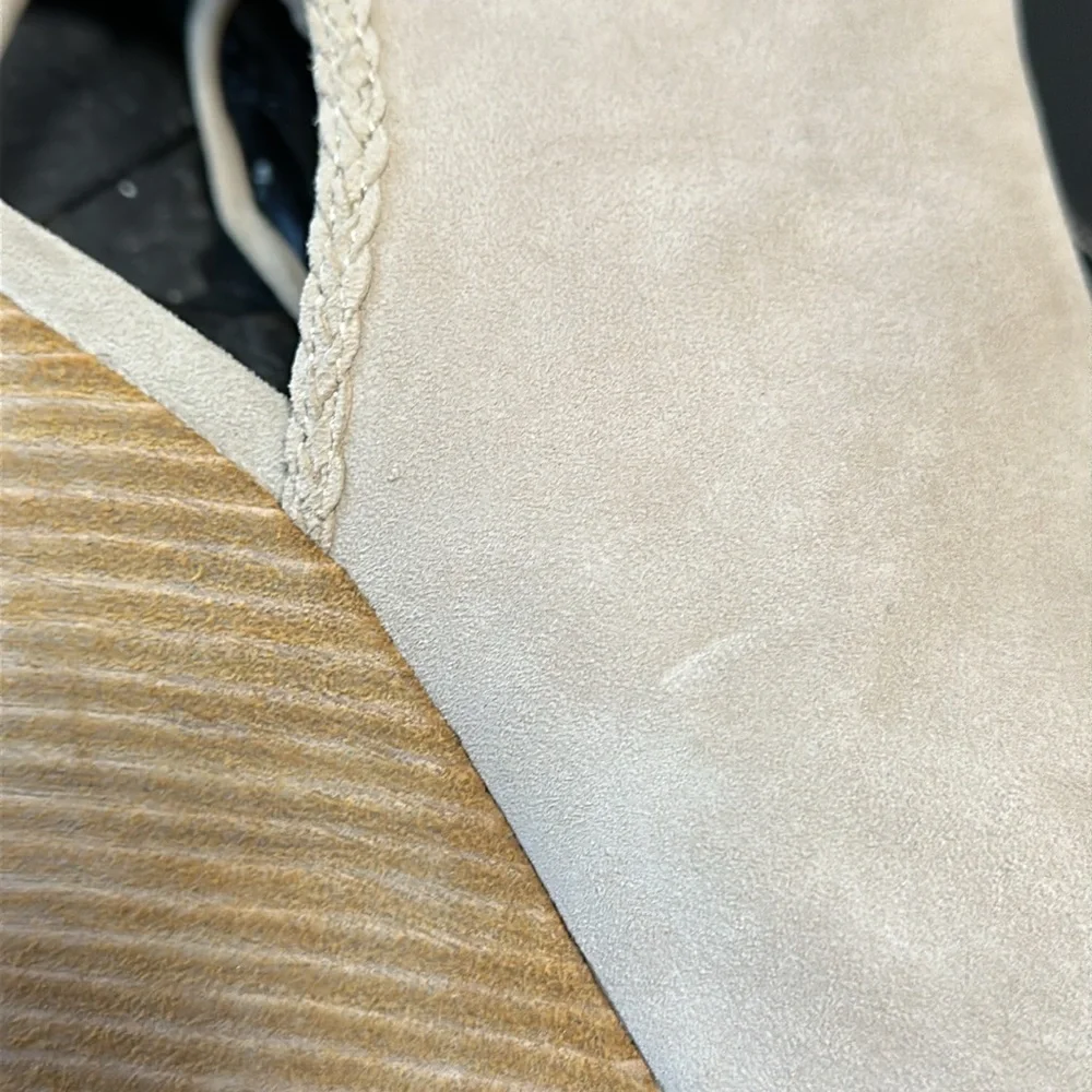 Kristin Cavallari Chinese Laundry Larox Mushroom Grey Suede Leather Wedges